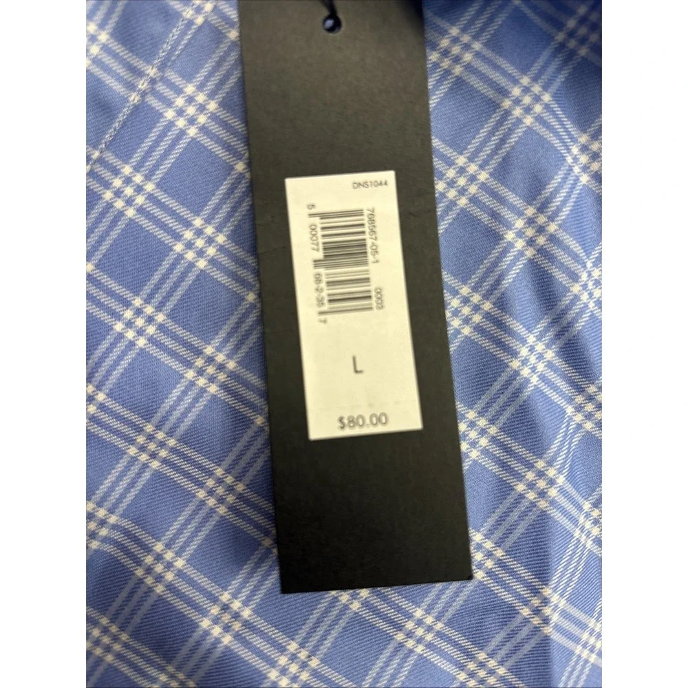 NWT Banana Republic Long Sleeve Button Up Shirt Men's Large Plaid Blue Cotton‎